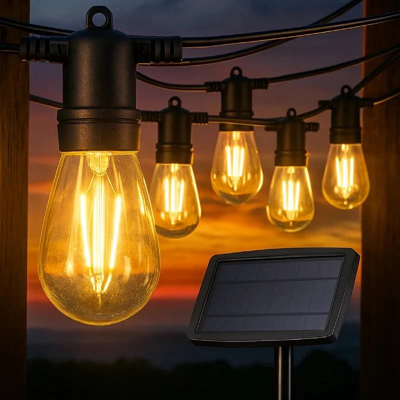 🎇Cero Consumo, Máximo Estilo: Guirnalda Exterior de 10 Luces LED Impermeables✨